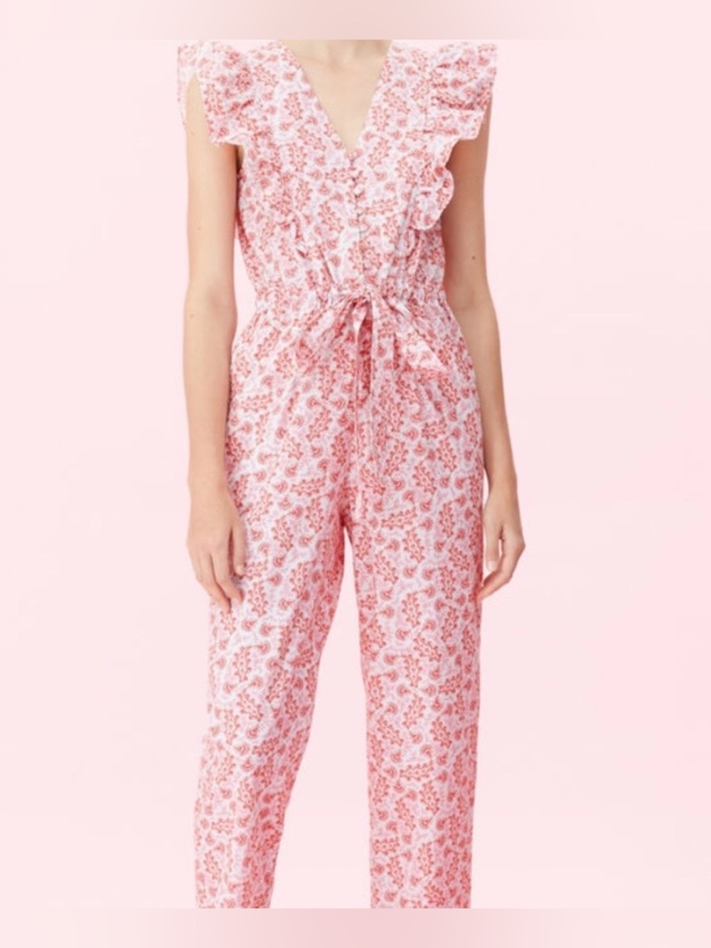 100% Cotton Jumpsuit Paisley Romantic Ruffle